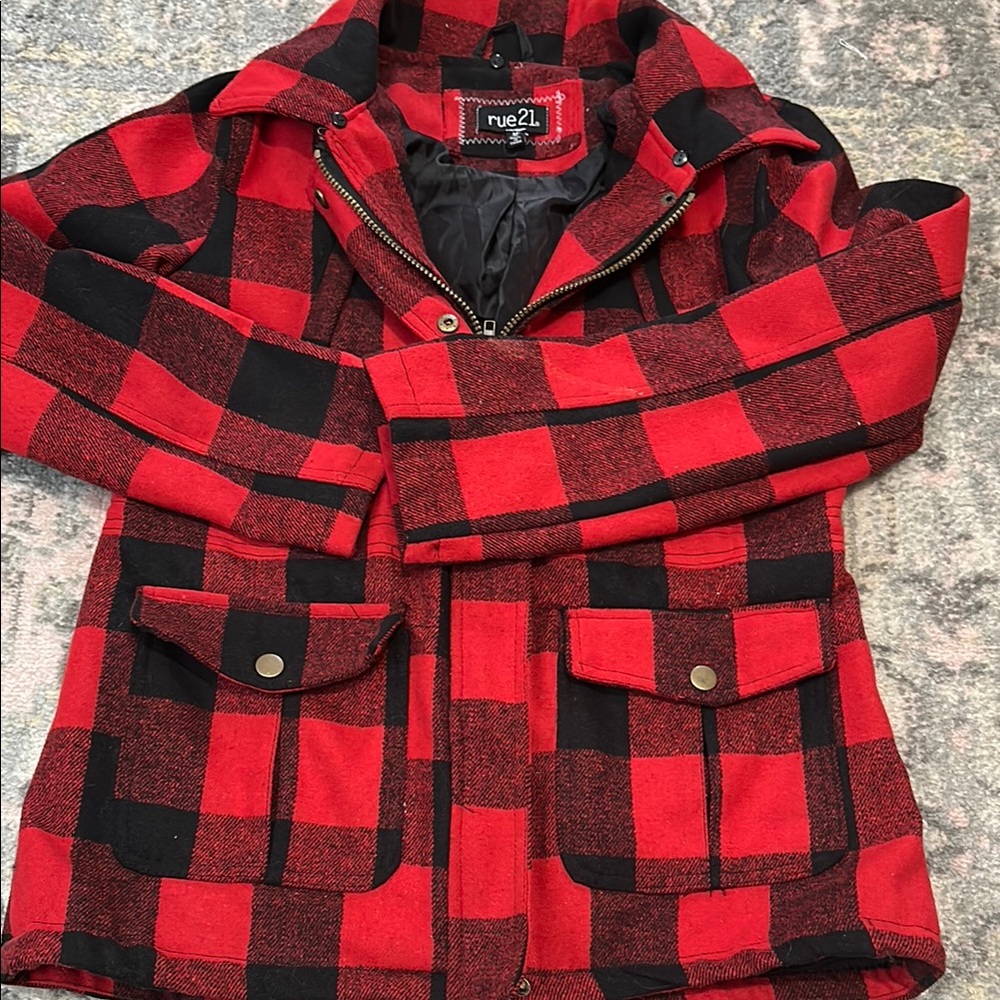 Rue21 Red and Black Plaid Jacket